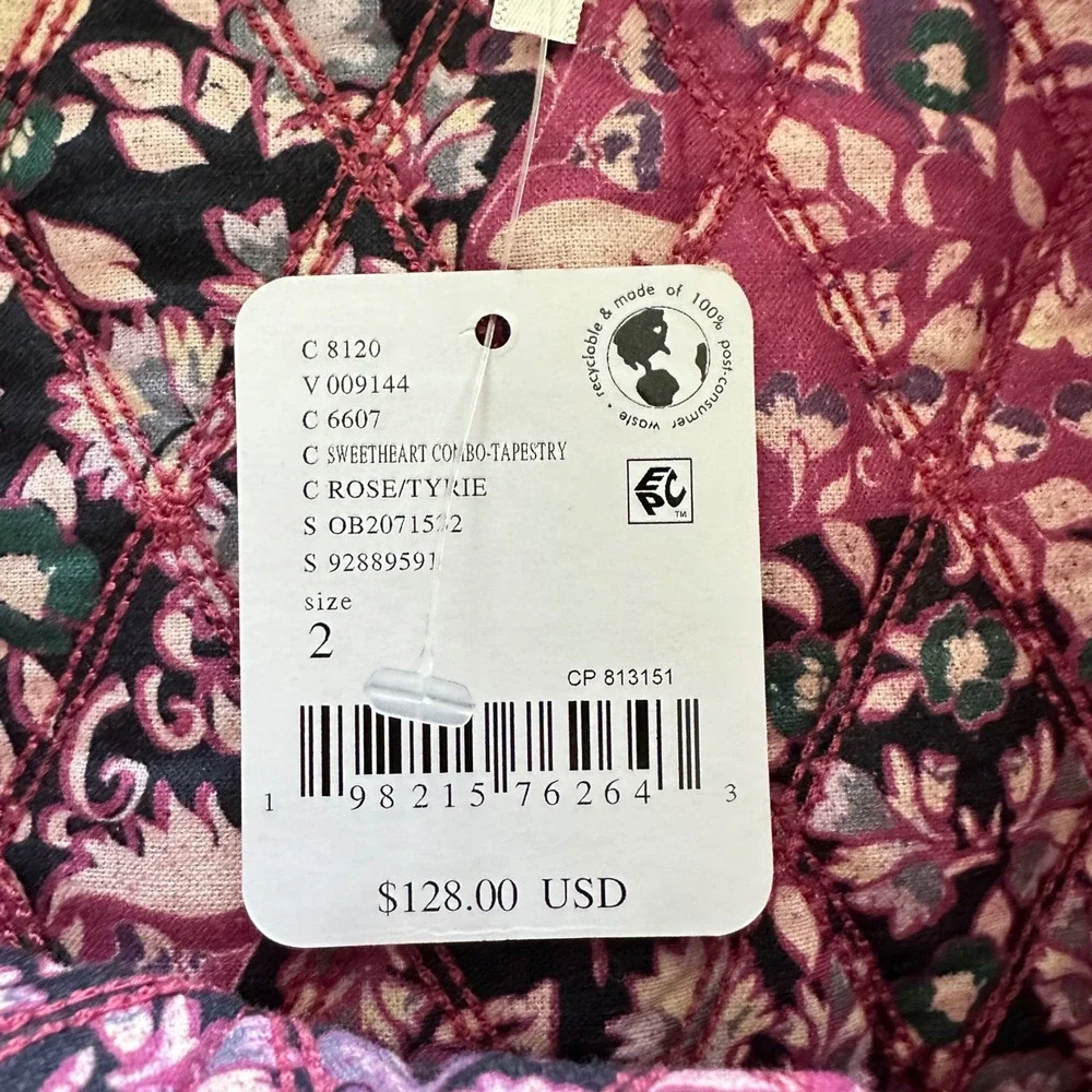Free People Sweetheart Combo Tapestry Mini Skirt Rose Pink Floral Quilted‎ Boho